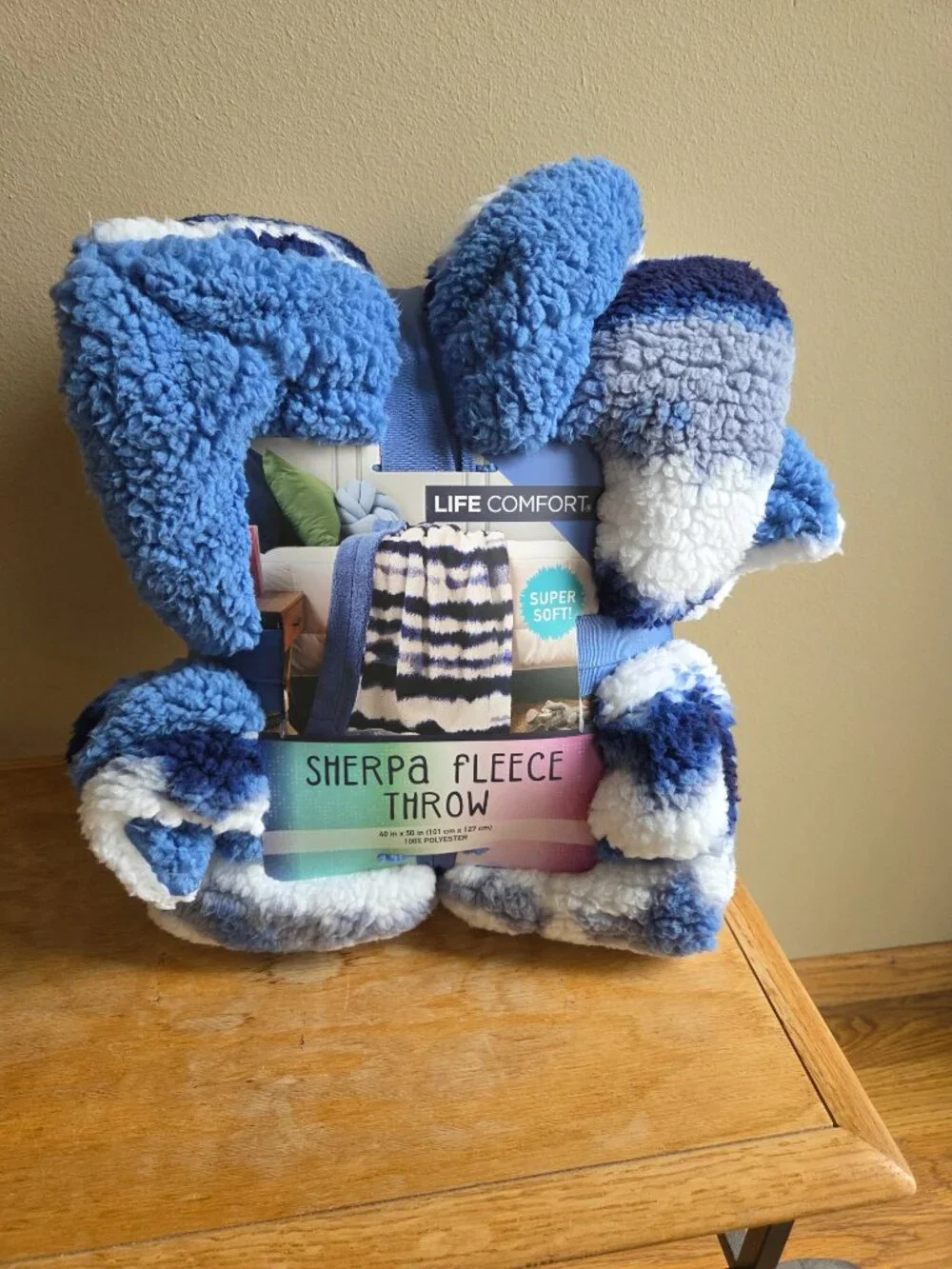 Life Comfort Sherpa Fleece Kids Blue & White Stripe Reversible 40